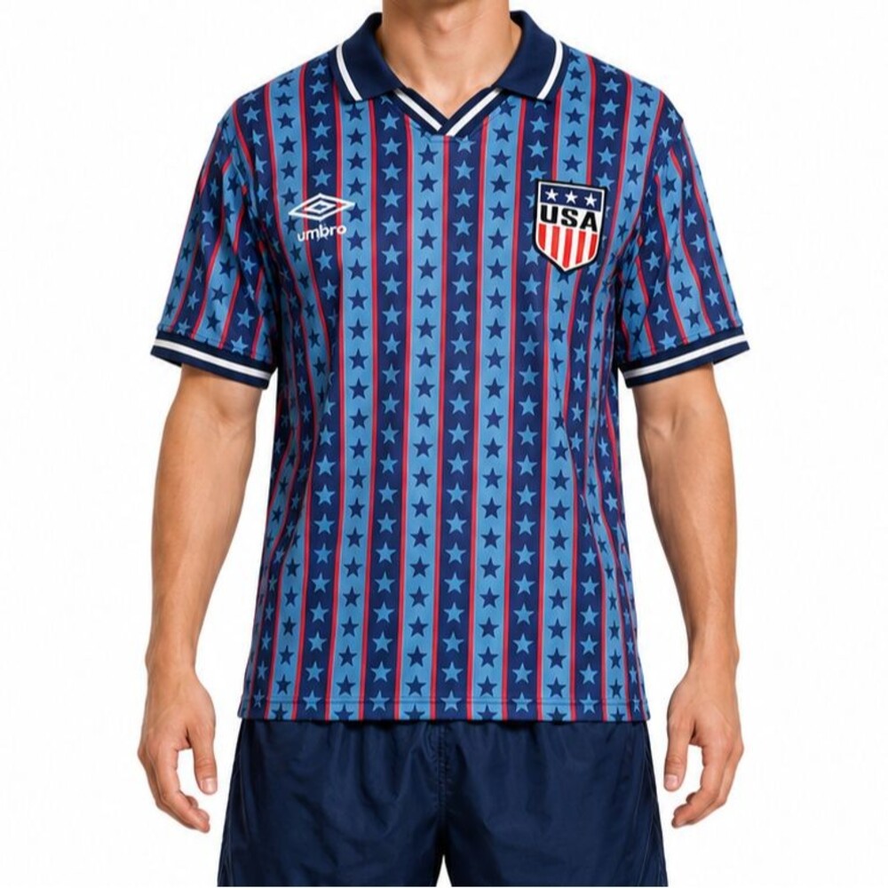 NEW Umbro Team USA Soccer Jersey Mens Large Red White & Blue Stars Stripes